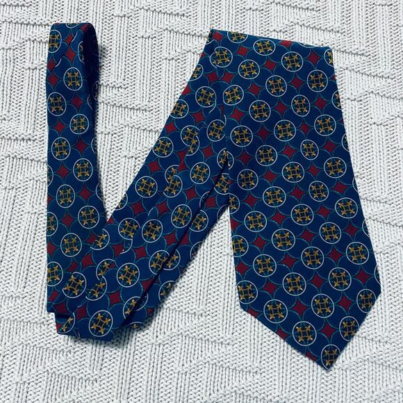 Dior blue circle pattern silk tie - Picture 1 of 5